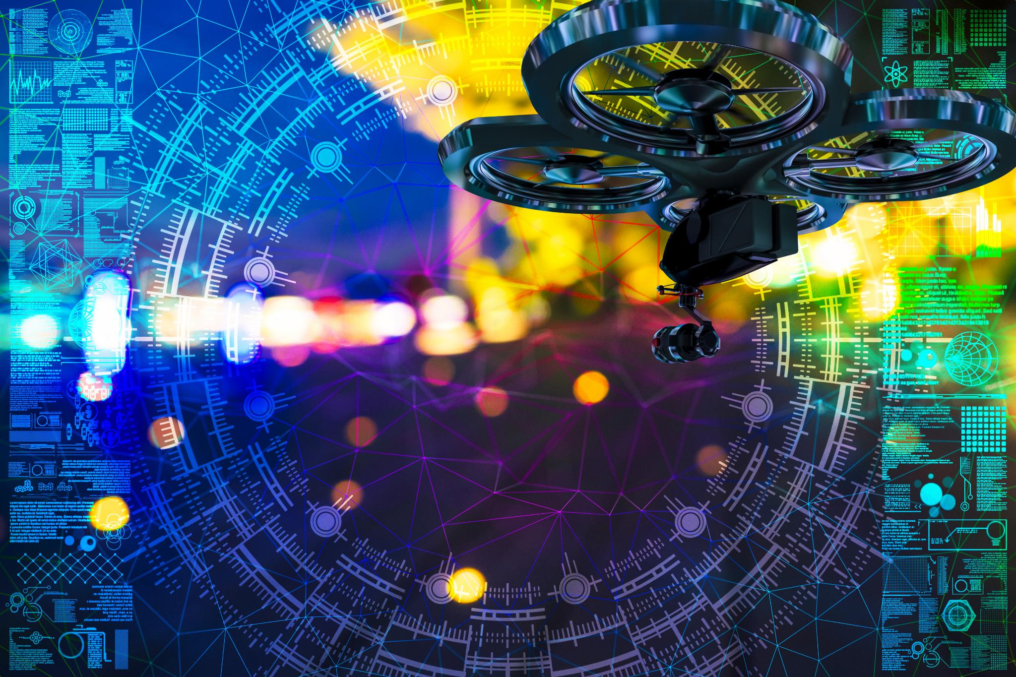 Drone survey over an urban area